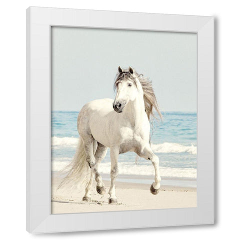 Beach Run White Modern Wood Framed Art Print by Walters, Jan
