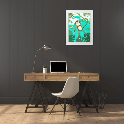 Jungle Friends II White Modern Wood Framed Art Print by Sheppard, Lucca