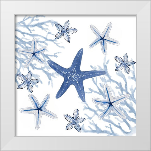 Periwinkle Starfish Seascape White Modern Wood Framed Art Print by Loreth, Lanie