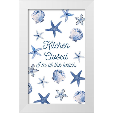 Kitchen Closed Indigo Starfish White Modern Wood Framed Art Print by Loreth, lanie