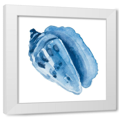 Dark Indigo Conch White Modern Wood Framed Art Print by Loreth, Lanie