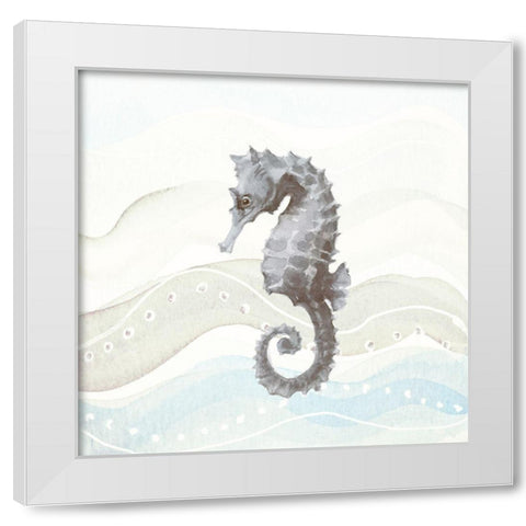 Sea Animal in Waves I White Modern Wood Framed Art Print by Loreth, Lanie