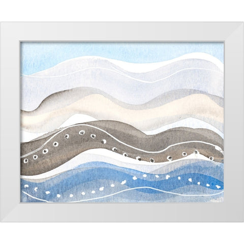 Indigo Ocean Waves White Modern Wood Framed Art Print by Loreth, Lanie