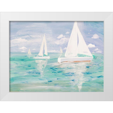 Nice Day For Sailing White Modern Wood Framed Art Print by Maria, Robin