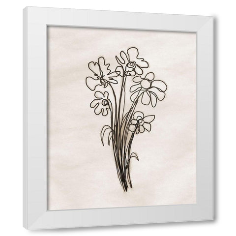Naive Flowers White Modern Wood Framed Art Print by Meneely, Dan