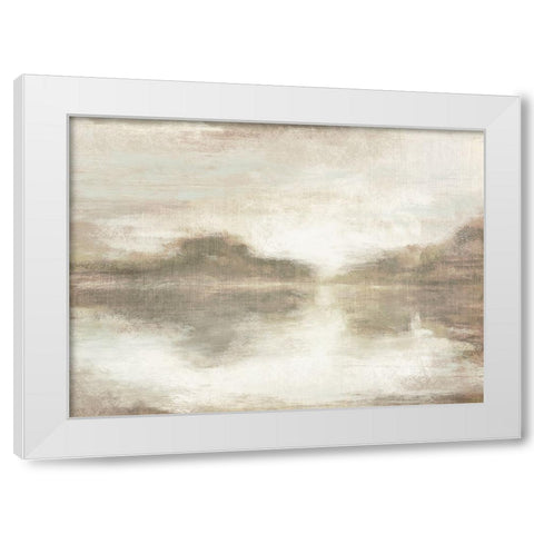 Lakes Morning Reflection White Modern Wood Framed Art Print by Meneely, Dan