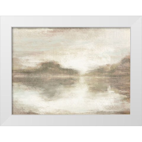 Lakes Morning Reflection White Modern Wood Framed Art Print by Meneely, Dan