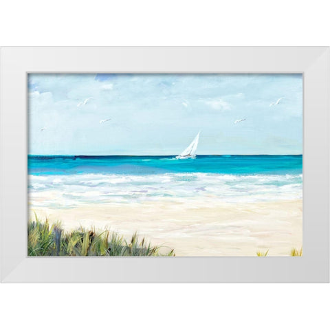 Coastal Sailing White Modern Wood Framed Art Print by DeRice, Julie