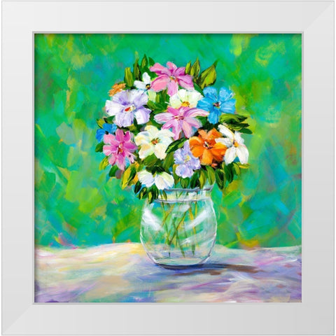 Spring Garden Bouquet White Modern Wood Framed Art Print by DeRice, Julie