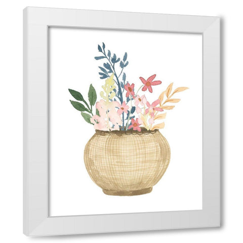 Basket Of Wild Flowers White Modern Wood Framed Art Print by Price, Lucille