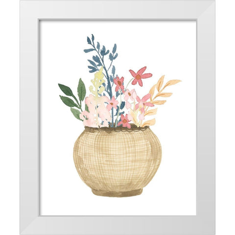 Basket Of Wild Flowers White Modern Wood Framed Art Print by Price, Lucille