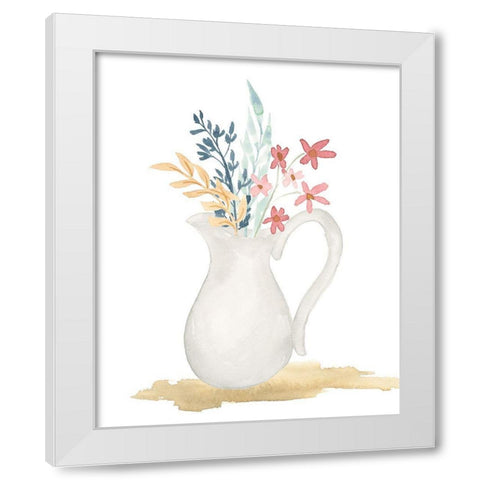 Farmhouse Pitcher With Flowers White Modern Wood Framed Art Print by Price, Lucille