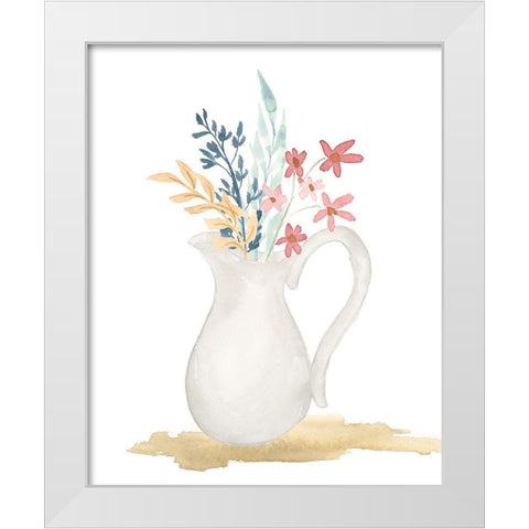 Farmhouse Pitcher With Flowers White Modern Wood Framed Art Print by Price, Lucille