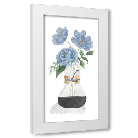 Tumbler Of Blue Flowers I White Modern Wood Framed Art Print by Price, Lucille