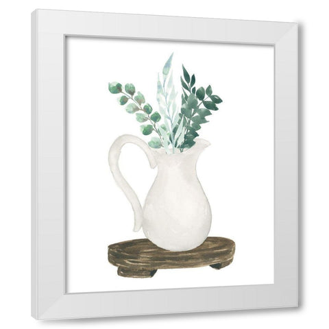 Farmhouse Pitcher With Leaves White Modern Wood Framed Art Print by Price, Lucille