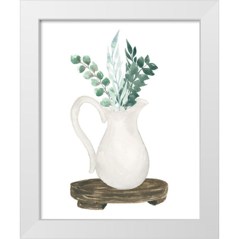 Farmhouse Pitcher With Leaves White Modern Wood Framed Art Print by Price, Lucille