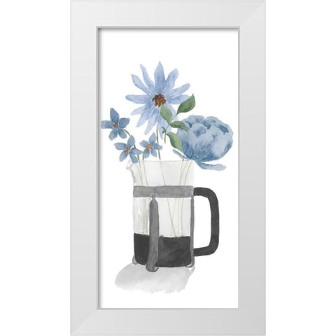 Tumbler Of Blue Flowers II White Modern Wood Framed Art Print by Price, Lucille