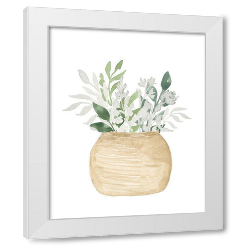 Pot Of White Floral White Modern Wood Framed Art Print by Price, Lucille