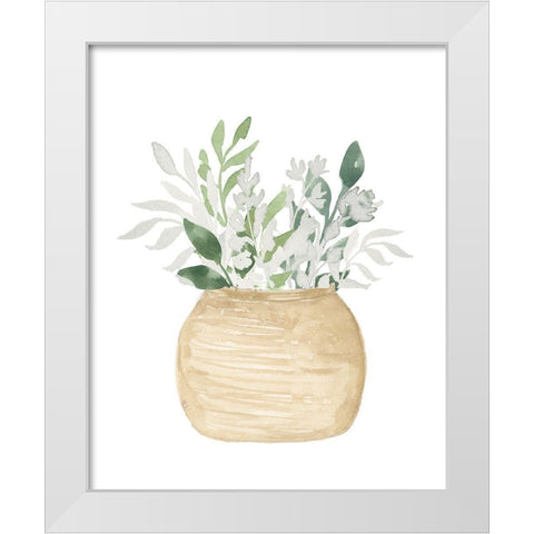Pot Of White Floral White Modern Wood Framed Art Print by Price, Lucille