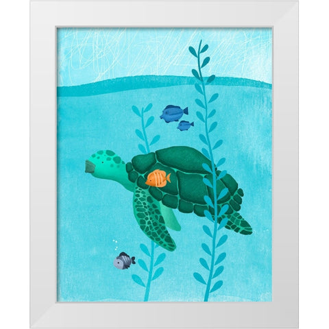 Tony The Turtle White Modern Wood Framed Art Print by Sheppard, Lucca
