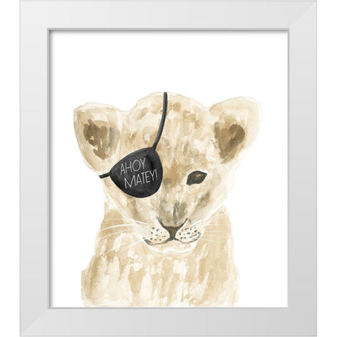 Ahoy Matey Lion White Modern Wood Framed Art Print by Price, Lucille