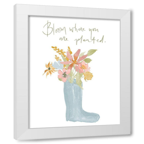 Bloom Where You Are Planted White Modern Wood Framed Art Print by Price, Lucille