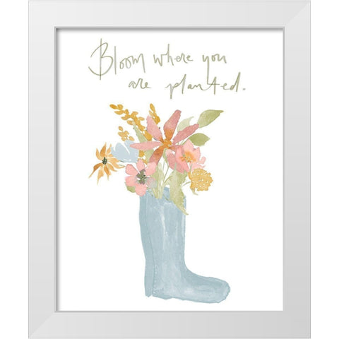 Bloom Where You Are Planted White Modern Wood Framed Art Print by Price, Lucille