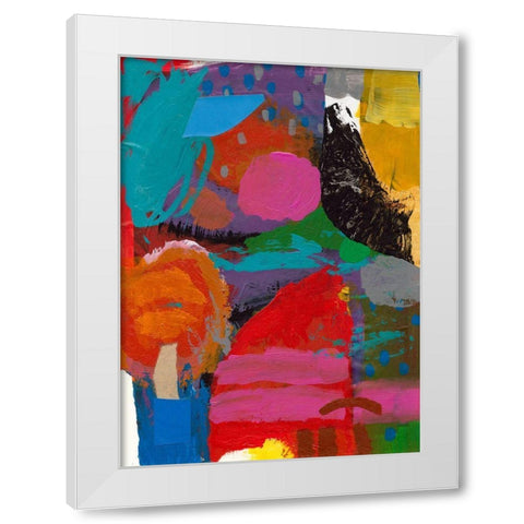 Red Adventures White Modern Wood Framed Art Print by Athas, Vas