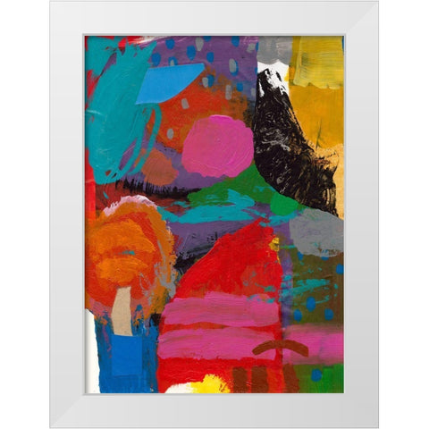 Red Adventures White Modern Wood Framed Art Print by Athas, Vas