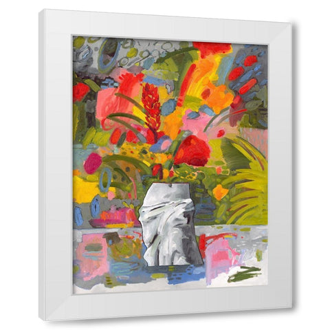 Abstract Flora White Modern Wood Framed Art Print by Athas, Vas