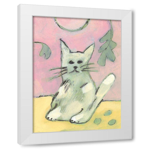 Soft Kitty White Modern Wood Framed Art Print by Athas, Vas