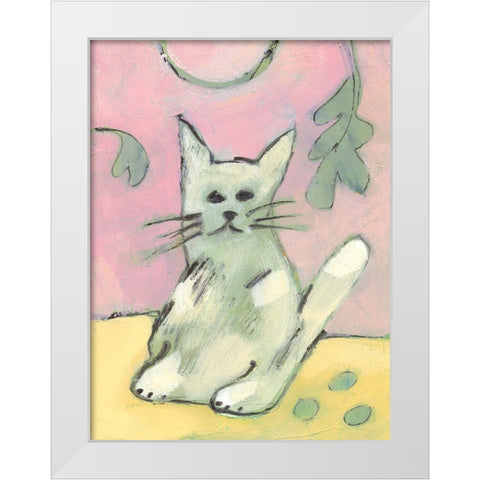 Soft Kitty White Modern Wood Framed Art Print by Athas, Vas