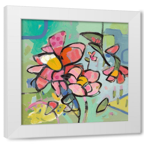 Fun With Flowers White Modern Wood Framed Art Print by Athas, Vas