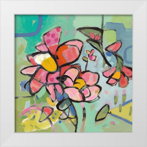 Fun With Flowers White Modern Wood Framed Art Print by Athas, Vas