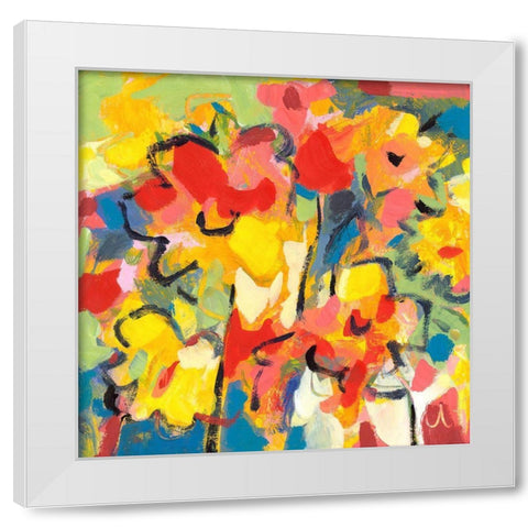 Saturated Florals White Modern Wood Framed Art Print by Athas, Vas