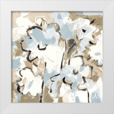 Light Blue Floral White Modern Wood Framed Art Print by Athas, Vas