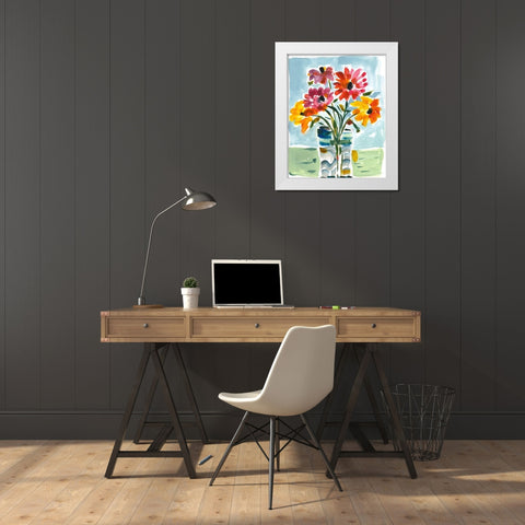 A Floral Gift White Modern Wood Framed Art Print by Athas, Vas