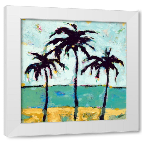 Tres Palmas White Modern Wood Framed Art Print by Athas, Vas