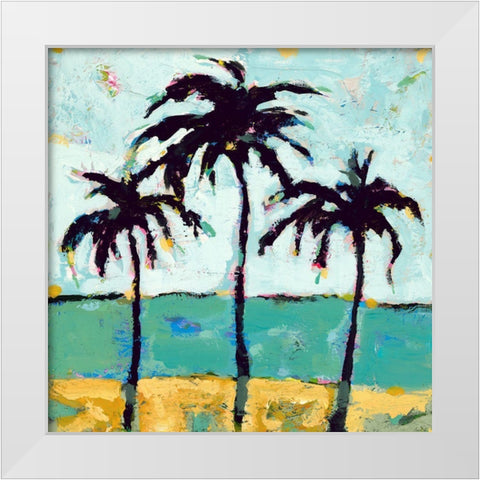 Tres Palmas White Modern Wood Framed Art Print by Athas, Vas