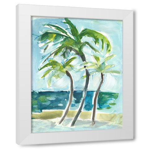 Swaying Palms White Modern Wood Framed Art Print by Athas, Vas