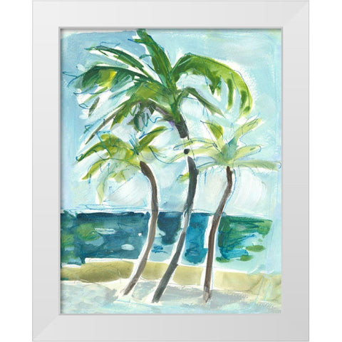 Swaying Palms White Modern Wood Framed Art Print by Athas, Vas