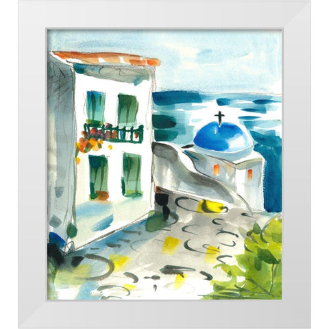 Greece Pathway White Modern Wood Framed Art Print by Athas, Vas