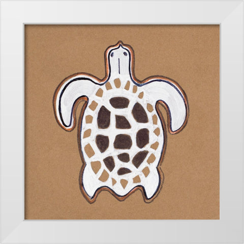 Ocean World Turtle White Modern Wood Framed Art Print by Pinto, Patricia