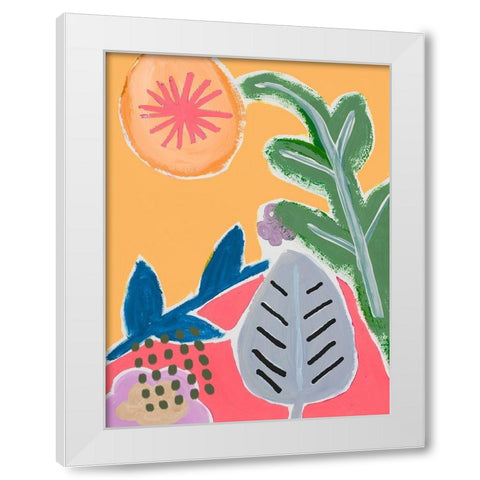 Take On Flora White Modern Wood Framed Art Print by SD Graphics Studio