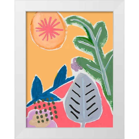 Take On Flora White Modern Wood Framed Art Print by SD Graphics Studio