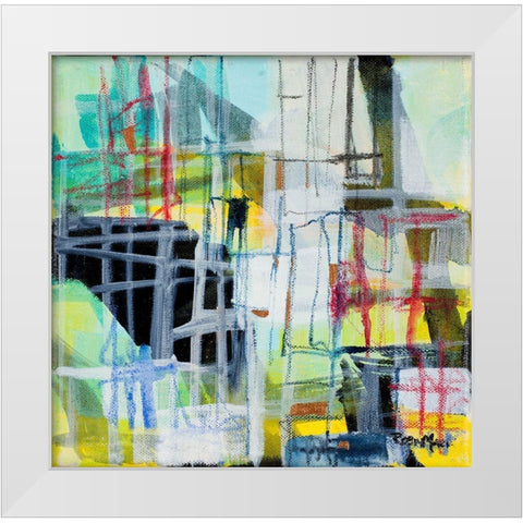 Gio Grid II White Modern Wood Framed Art Print by Maria, Robin