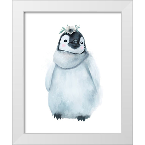 Baby Penguin White Modern Wood Framed Art Print by Sheppard, Lucca