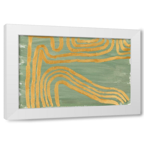 Golden Curves Abstract White Modern Wood Framed Art Print by SD Graphics Studio