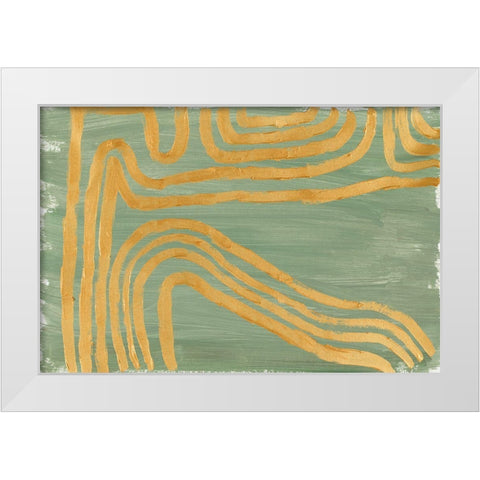 Golden Curves Abstract White Modern Wood Framed Art Print by SD Graphics Studio