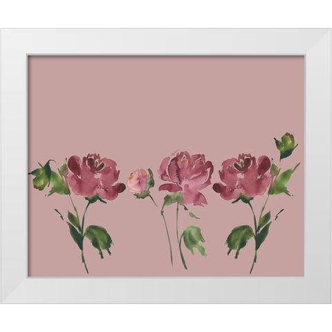 Trio Of Peonies White Modern Wood Framed Art Print by Price, Lucille
